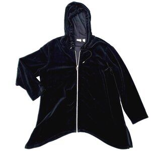 Women’s Black Velour Zenergy by Chicos 2 pc Track Suit, Hoodie & Pants XL